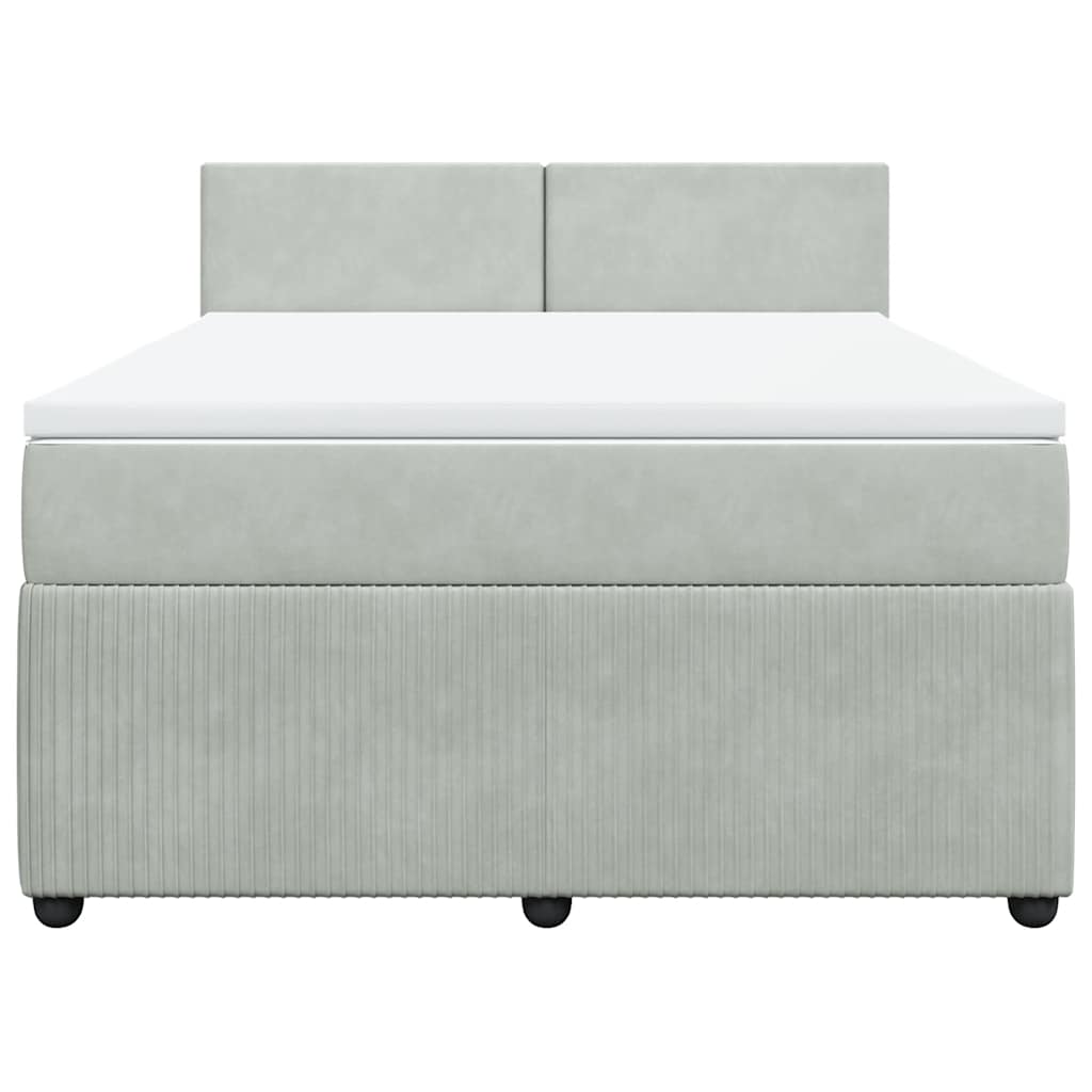Cama com molas/colchão 140x190 cm veludo cinzento-claro