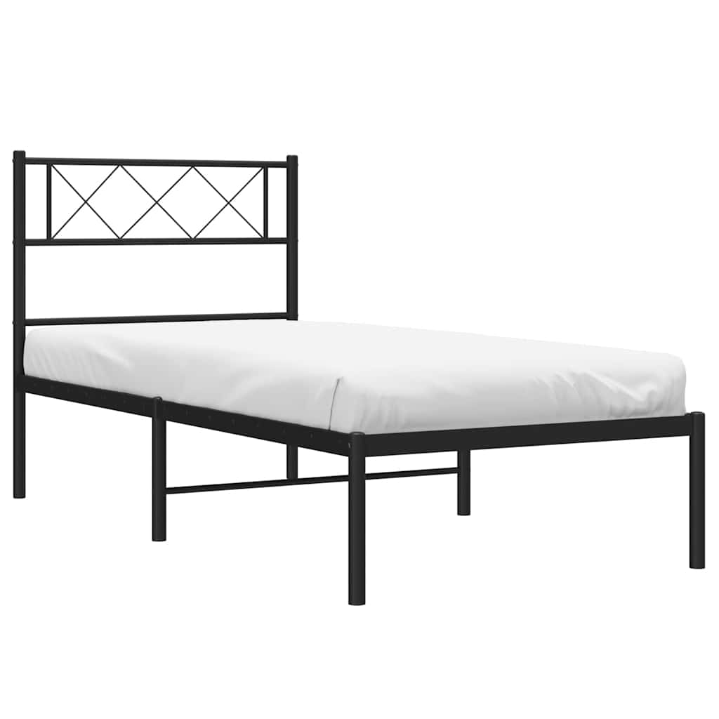 Estrutura de cama com cabeceira 100x190 cm metal preto