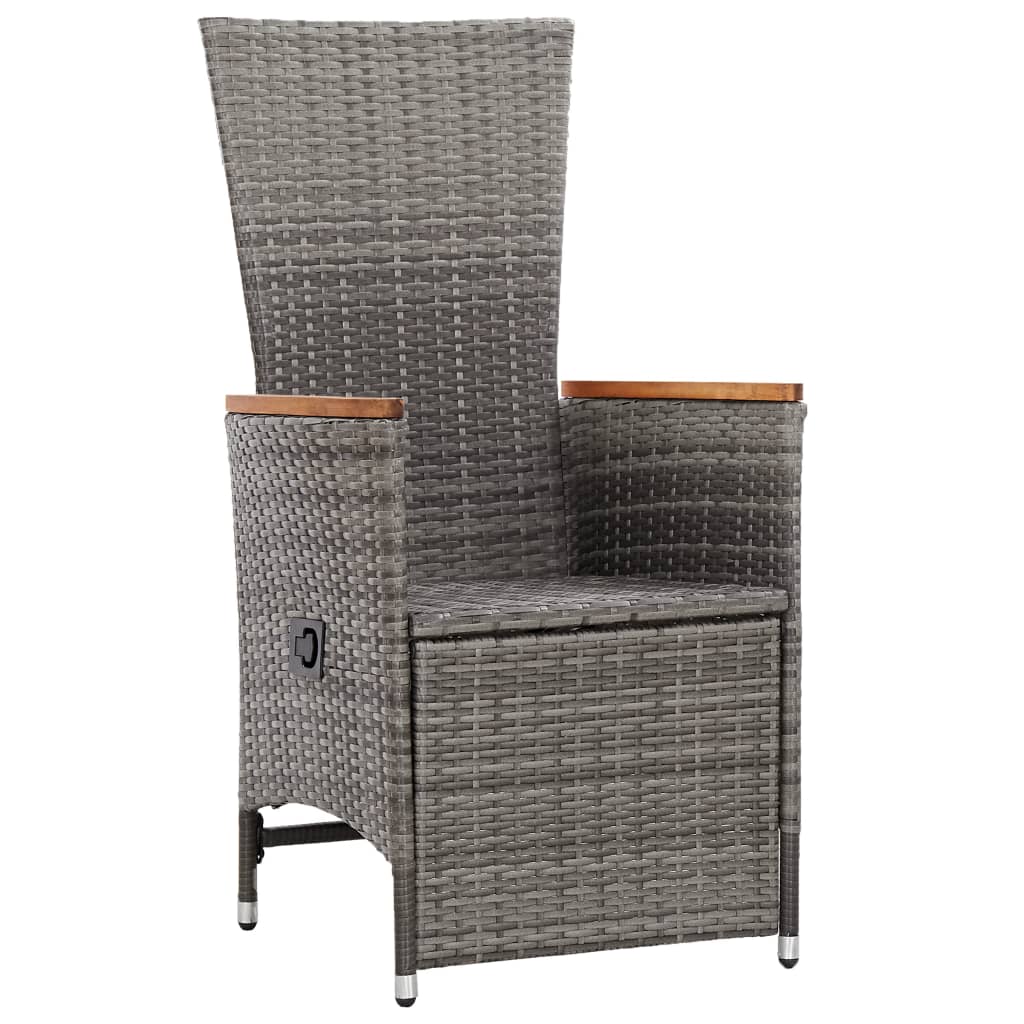 Cadeiras jardim reclináveis 2 pcs + almofadões vime PE cinzento