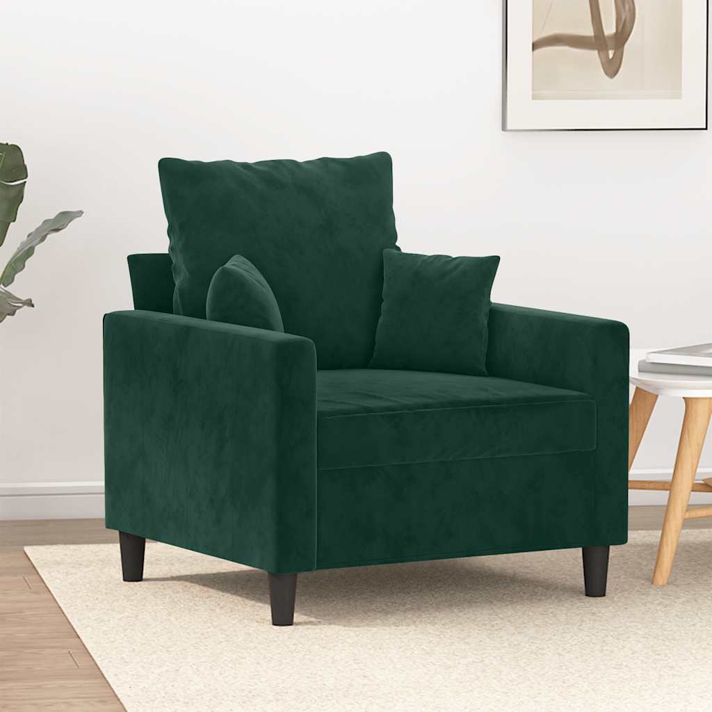 Poltrona 60 cm veludo verde-escuro