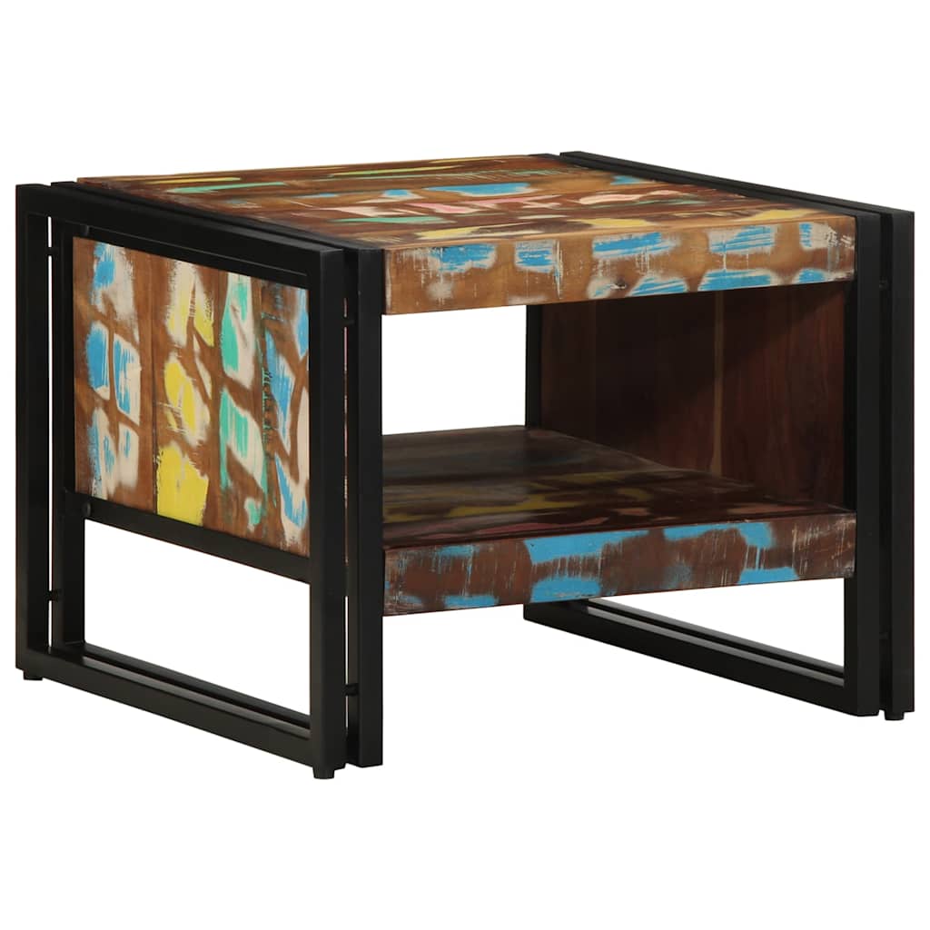 Mesa de centro multicor 50x50x38 cm madeira maciça recuperada