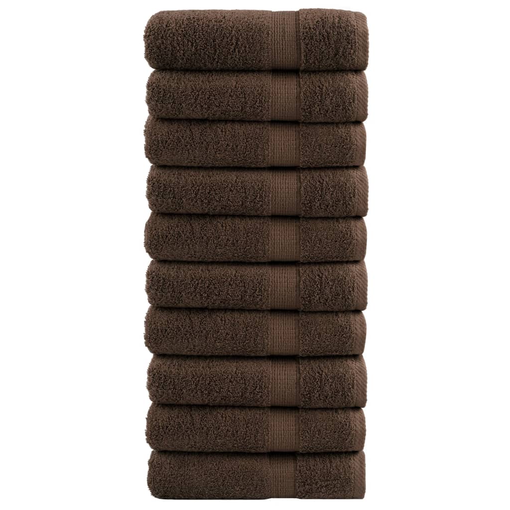 Toalhas de mãos premium solund 10pcs 50x100cm 600 gsm castanho