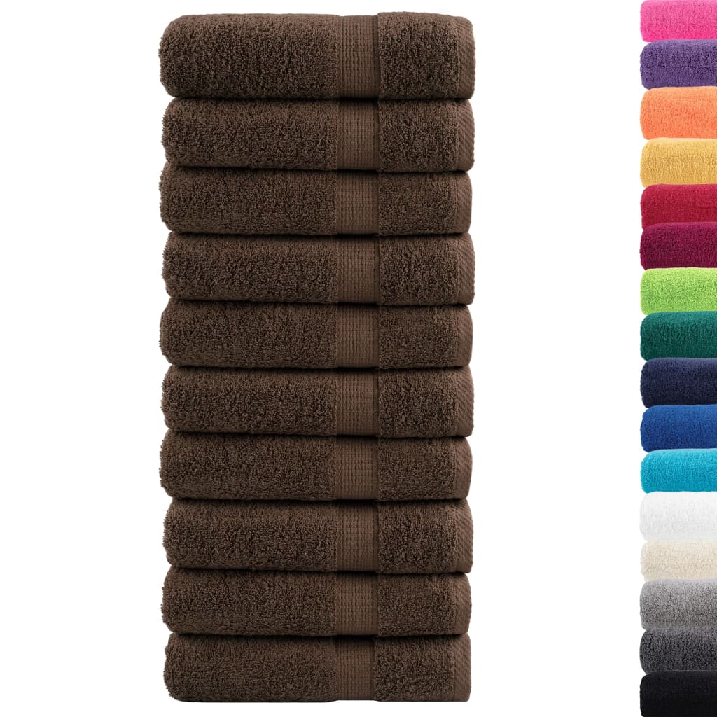 Toalhas de mãos premium solund 10pcs 50x100cm 600 gsm castanho