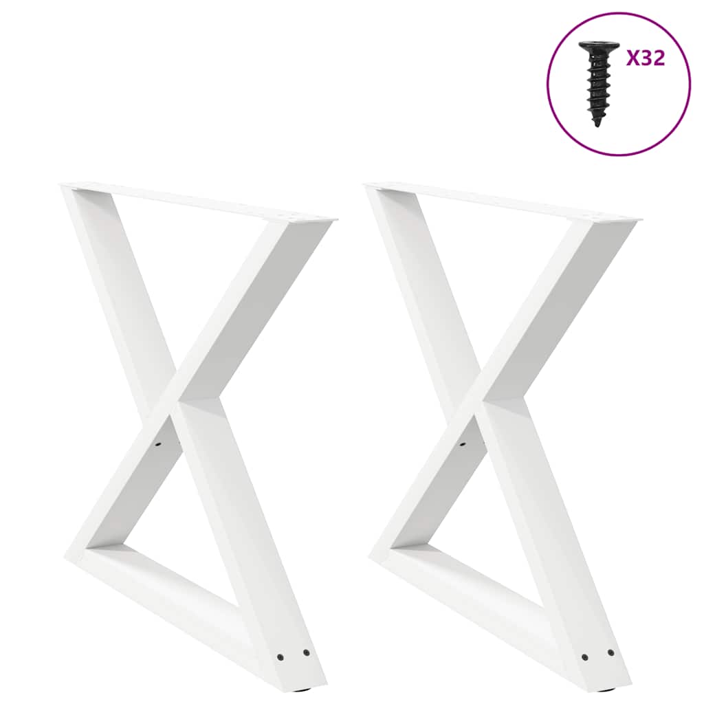Pés para mesa de jantar 2 peças, branco, 90x(72-73,3) cm, aço