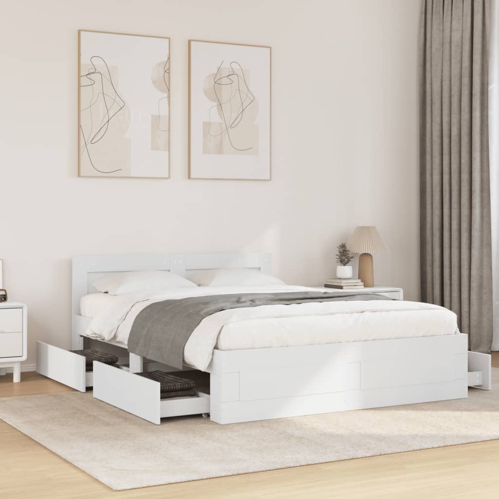 Estrutura de cama c/ cabeceira sem colchão 140x190 cm branco