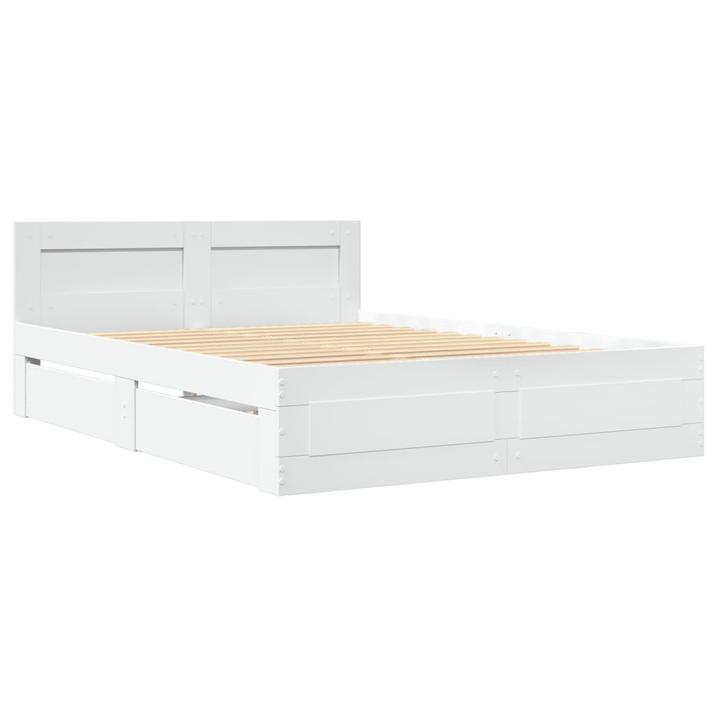Estrutura de cama c/ cabeceira sem colchão 140x190 cm branco