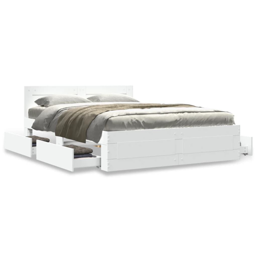 Estrutura de cama c/ cabeceira sem colchão 140x190 cm branco