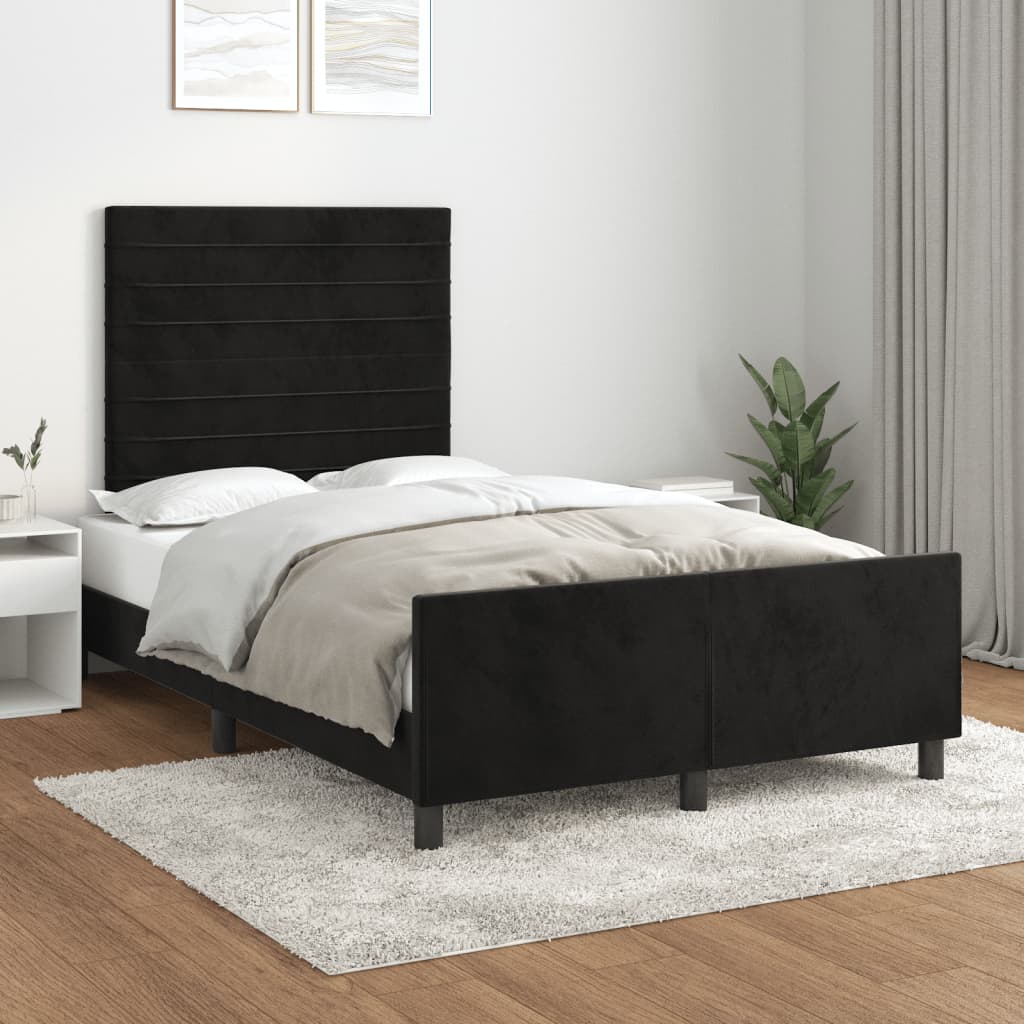Estrutura de cama sem colchão 120x190 cm veludo preto