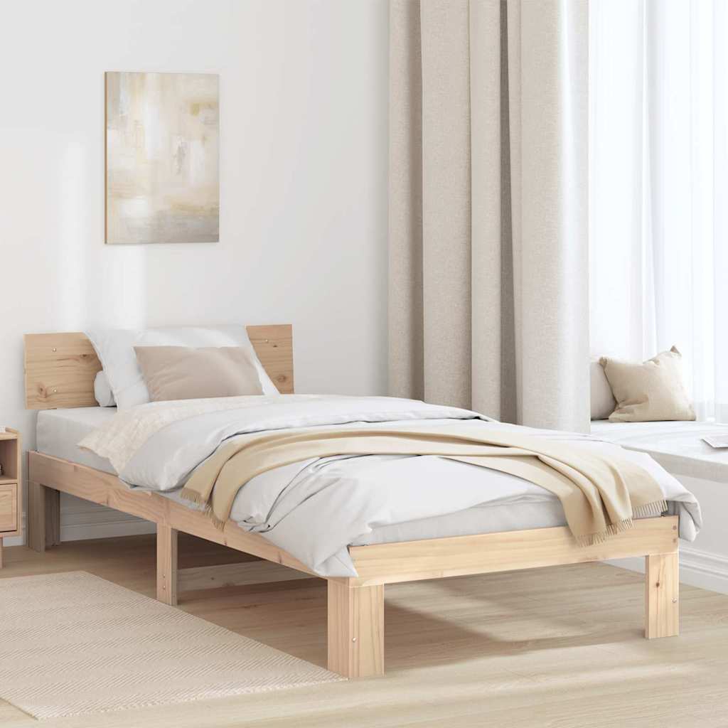 Estrutura da cama com cabeceira natural 75 x 190 cm