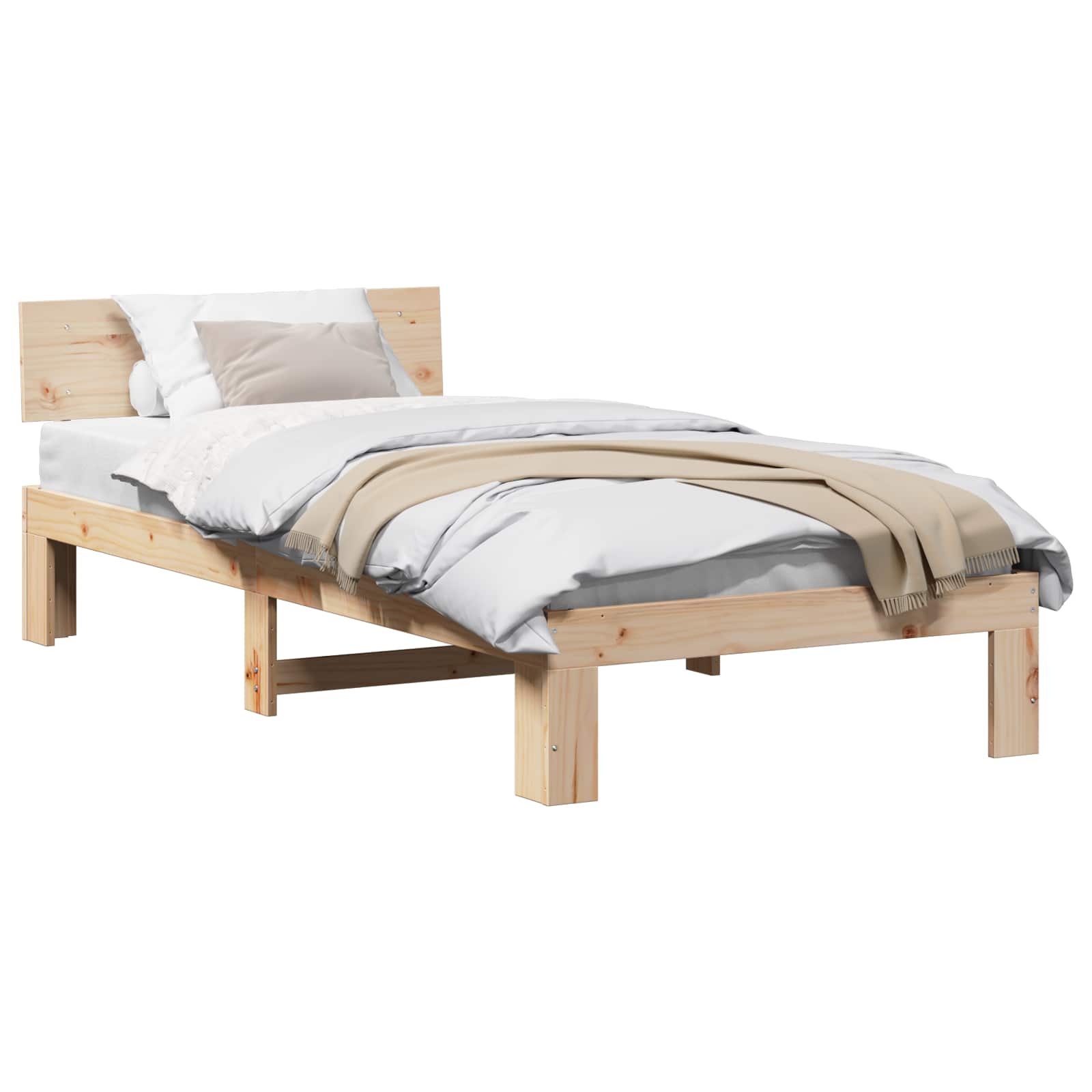 Estrutura da cama com cabeceira natural 75 x 190 cm