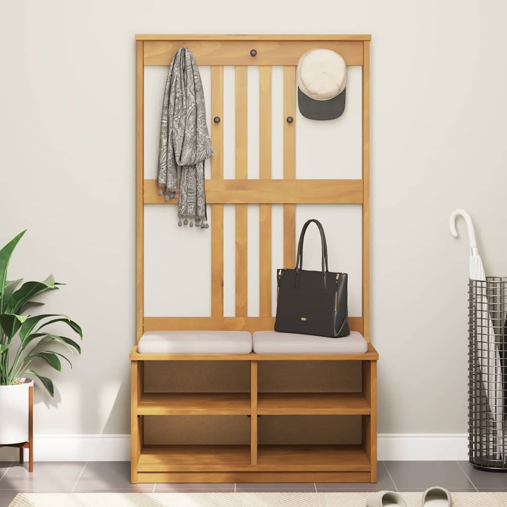 Árvore de hall sandnes 87x40x159,5 cm madeira maciça de pinho