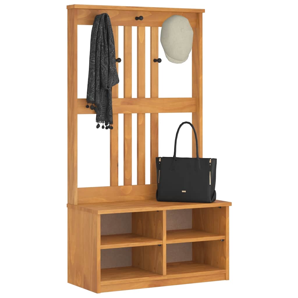Árvore de hall sandnes 87x40x159,5 cm madeira maciça de pinho