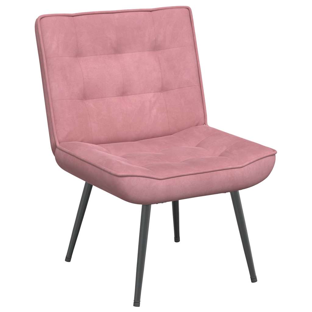 Cadeira de descanso com banco veludo rosa