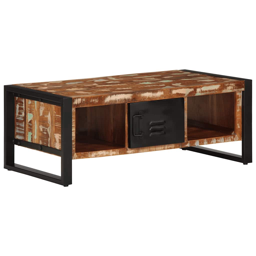 Mesa de centro multicor 90x50x36 cm madeira maciça recuperada