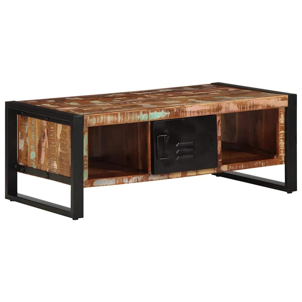 Mesa de centro multicor 90x50x36 cm madeira maciça recuperada