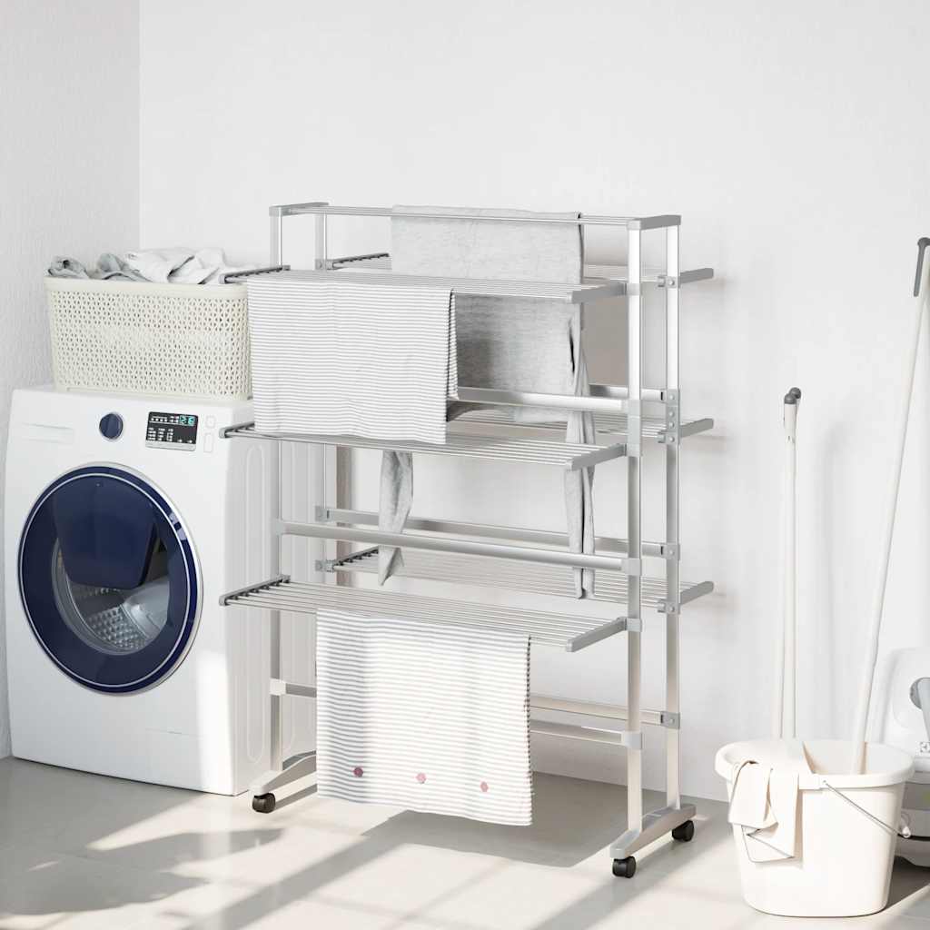 Estendal de roupa com rodas 89x64x129 cm alumínio