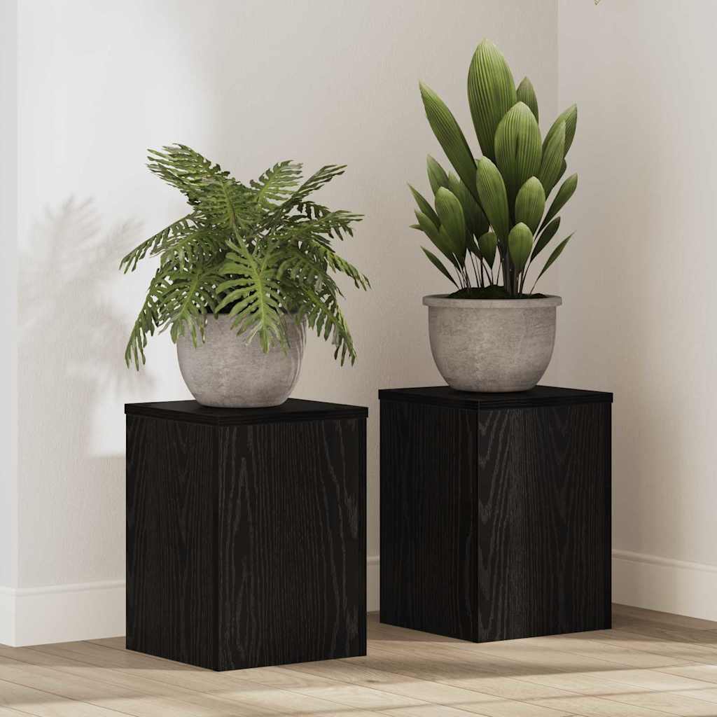 Suporte para plantas 2 unid. carvalho preto 25 x 25 x 35 cm