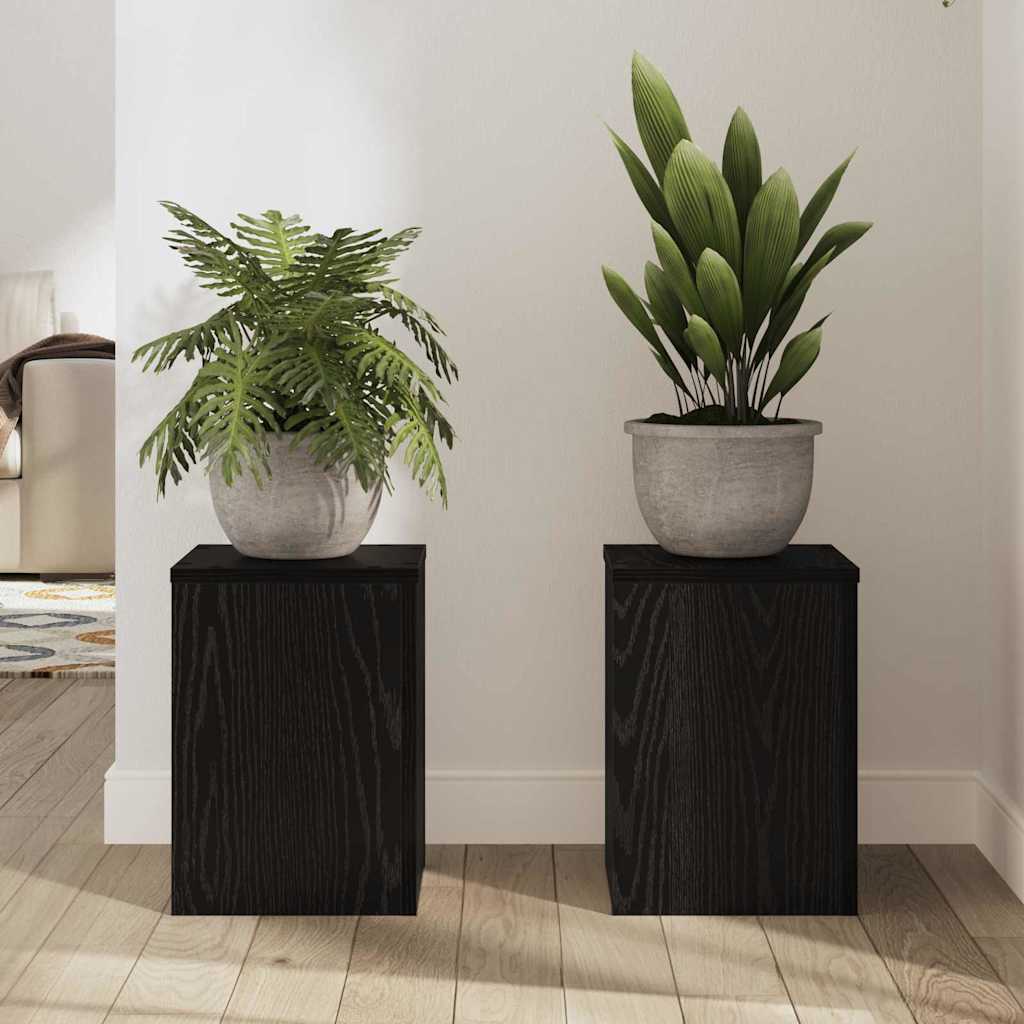 Suporte para plantas 2 unid. carvalho preto 25 x 25 x 35 cm