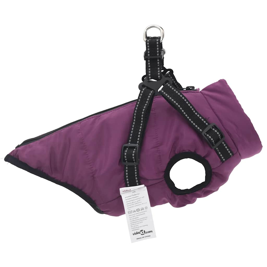 Casaco para cães com arnês impermeável reflexivo roxo l24