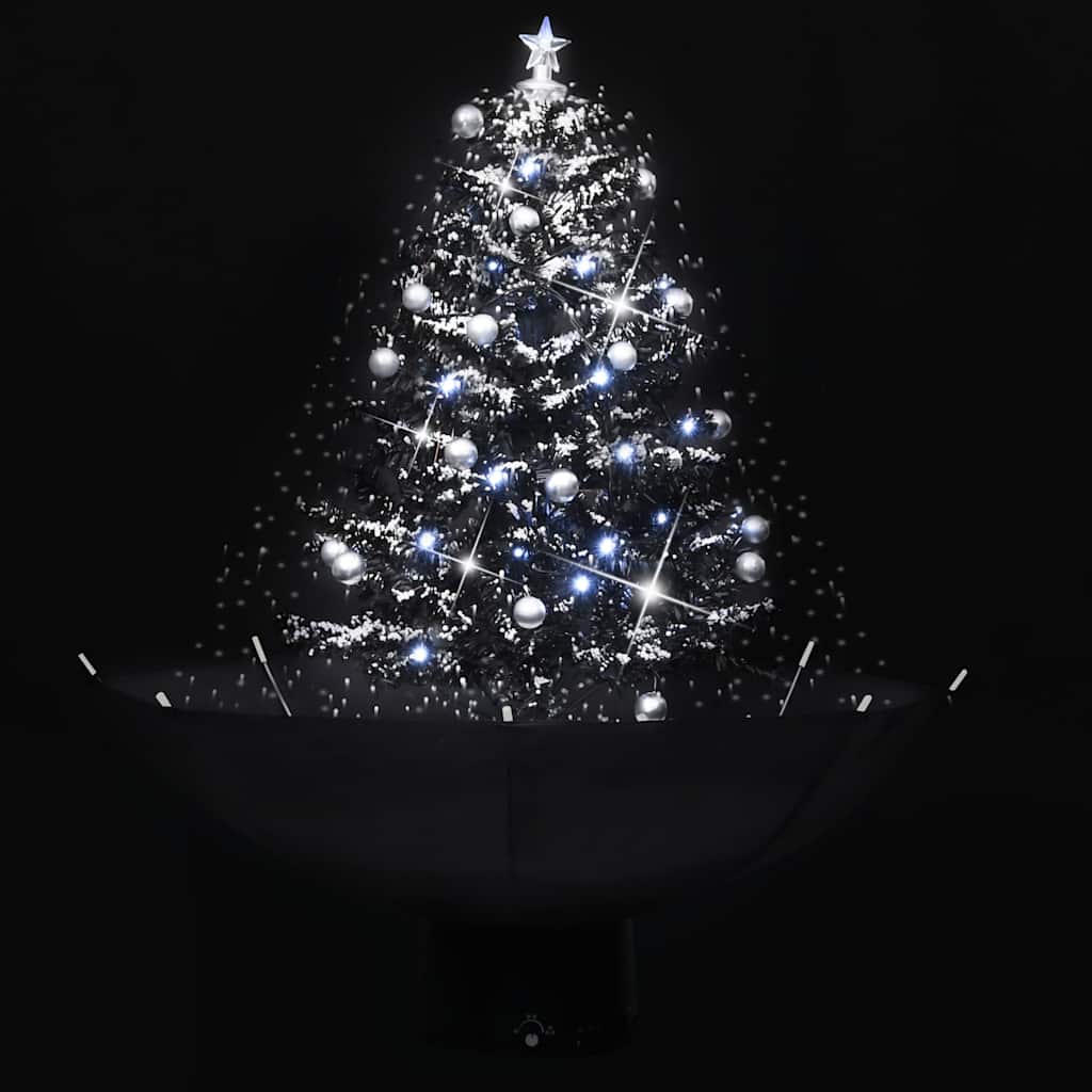 Árvore natal c/ neve base formato guarda-chuva 75 cm PVC preto