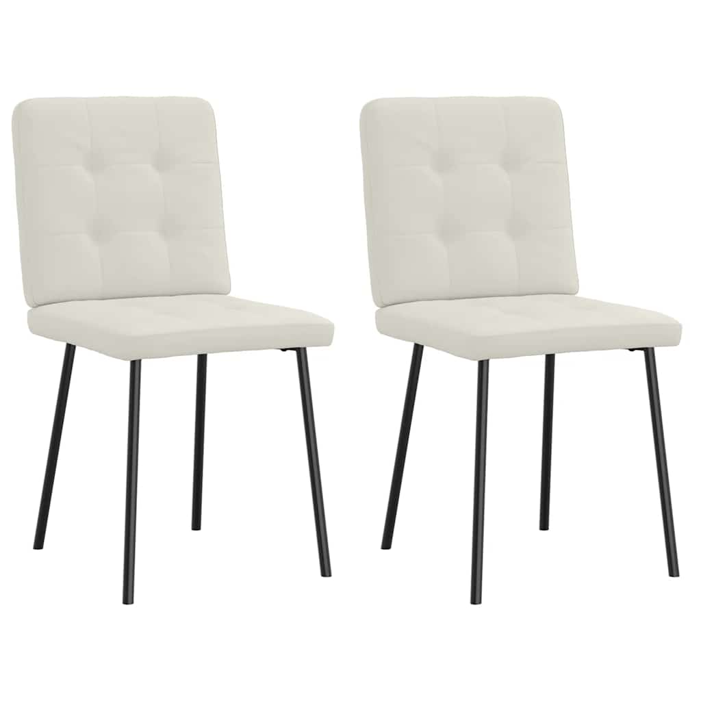 Cadeiras de jantar 2 pcs veludo cor creme