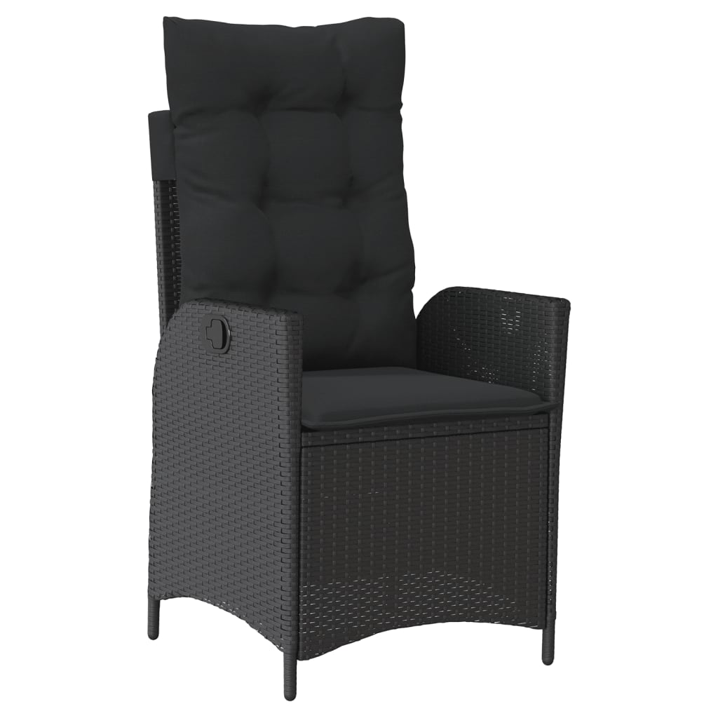 7 Pcs conjunto de jantar p/ jardim c/ almofadões vime PE preto