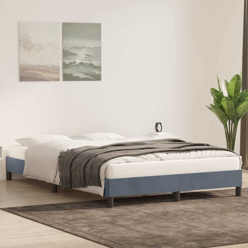 Estrutura de cama sem colchão 140x220 cm veludo cinzento-escuro