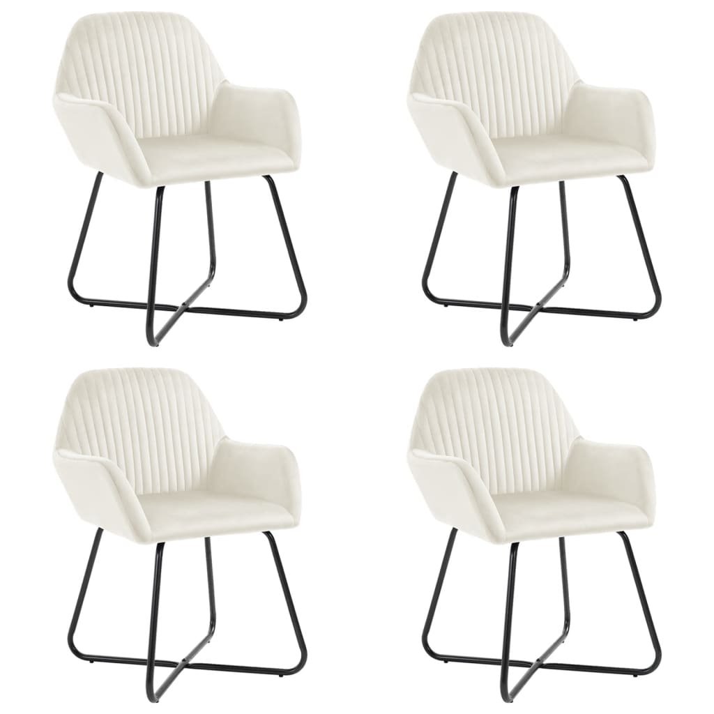 Cadeiras de jantar 4 pcs veludo cor creme