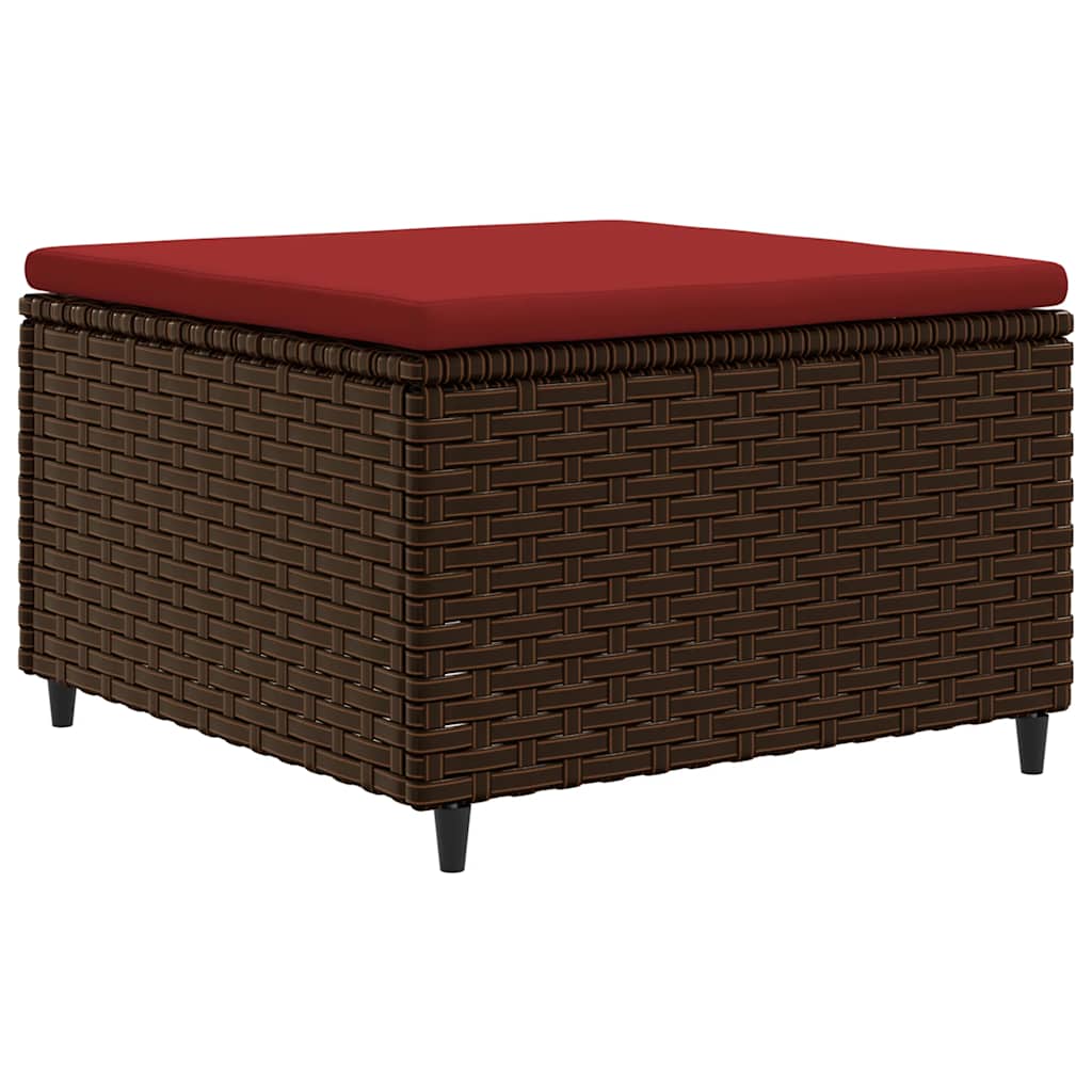 5 Pcs conjunto lounge jardim c/ almofadões vime PE castanho