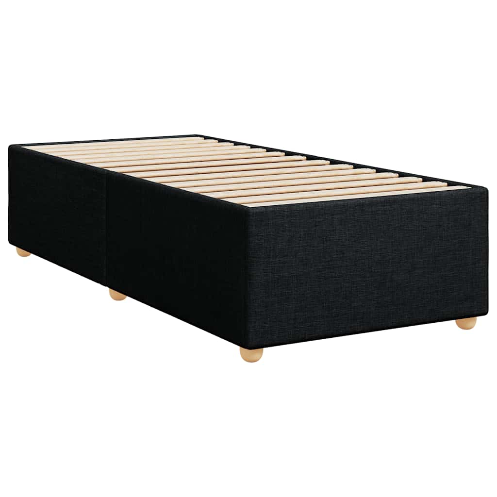 Estrutura de cama sem colchão, tecido preto, solteiro