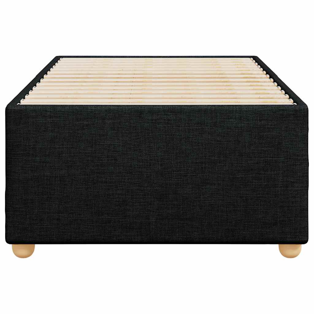 Estrutura de cama sem colchão, tecido preto, solteiro