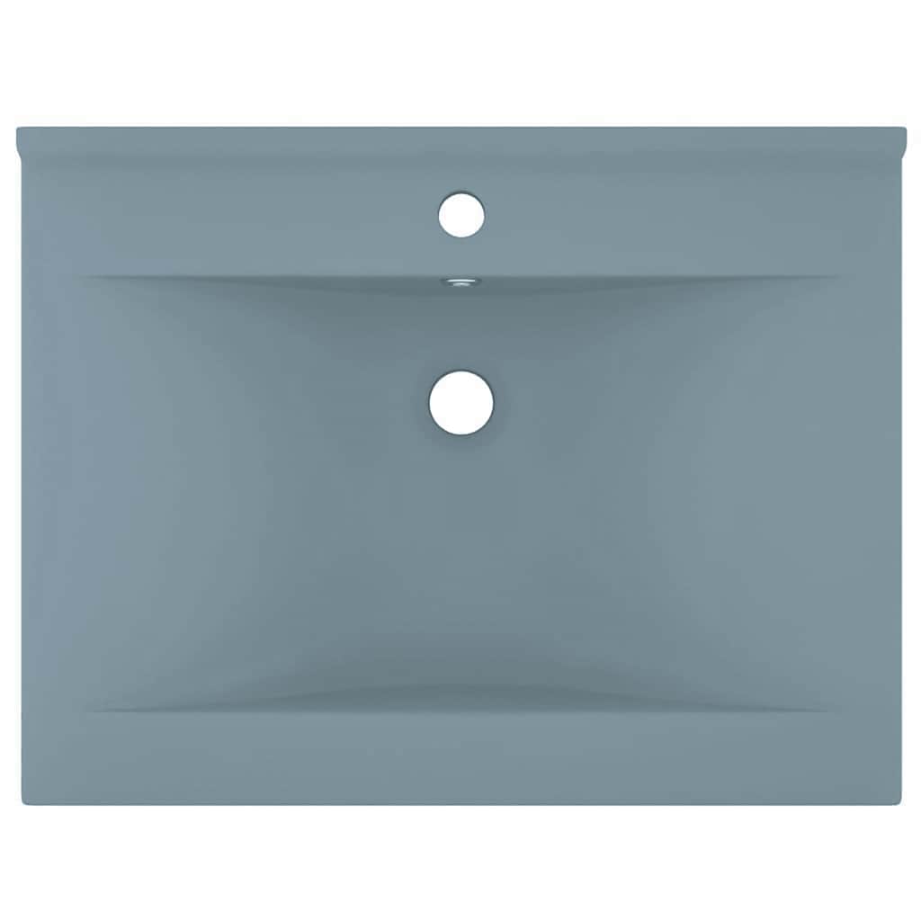 Lavatório c/ orifício torneira 60x46cm cerâmica azul-claro mate