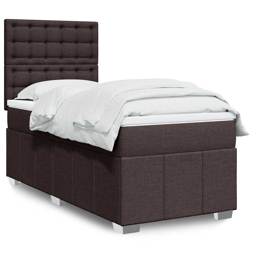 Cama com molas/colchão 90x200 cm tecido castanho-escuro