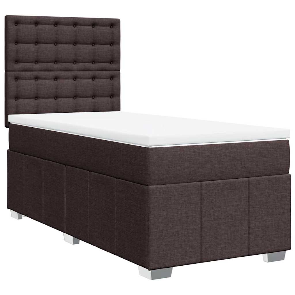 Cama com molas/colchão 90x200 cm tecido castanho-escuro