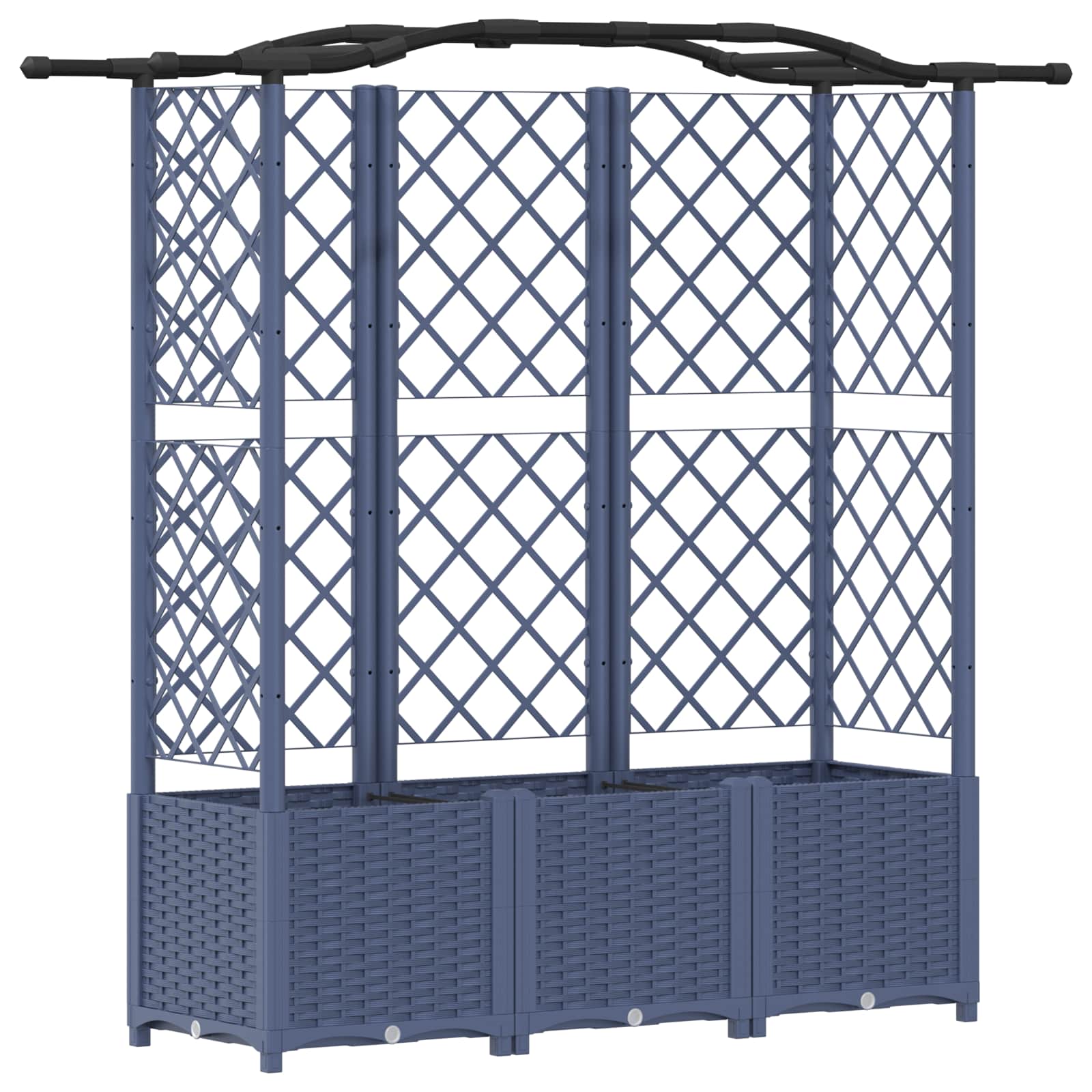 Cama elevada com treliça e telhado cinzento 163 x 40 x 138 cm