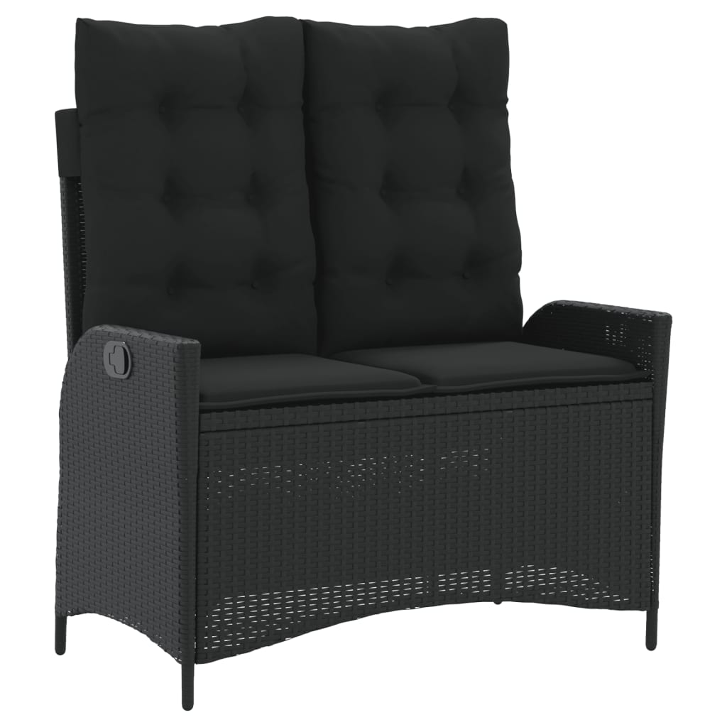 4 Pcs conjunto de jardim p/ jardim c/ almofadões vime PE preto