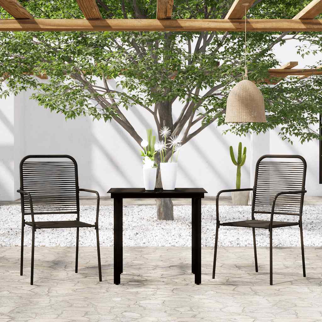 3 Pcs conjunto de jantar para jardim preto