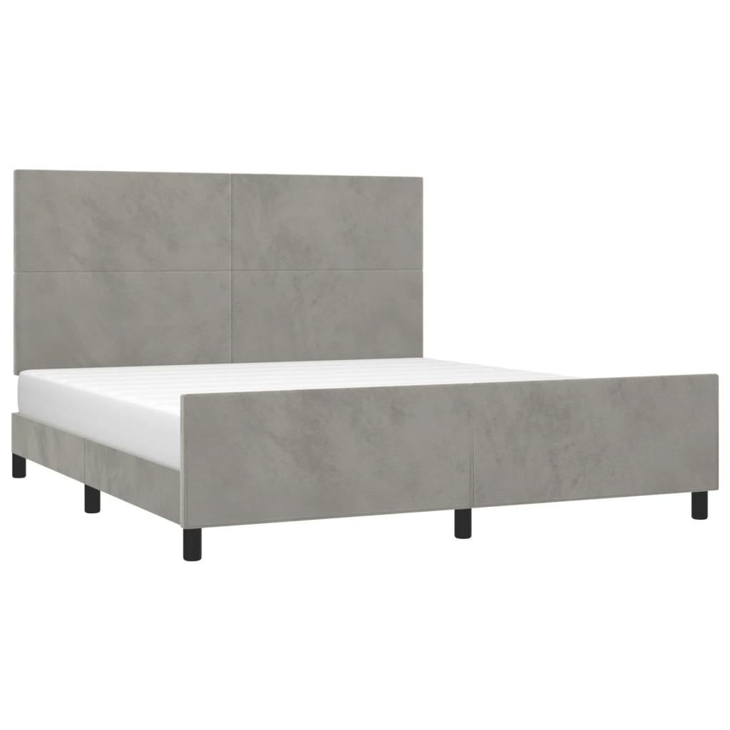 Estrutura de cama c/ cabeceira 180x200 cm veludo cinzento-claro