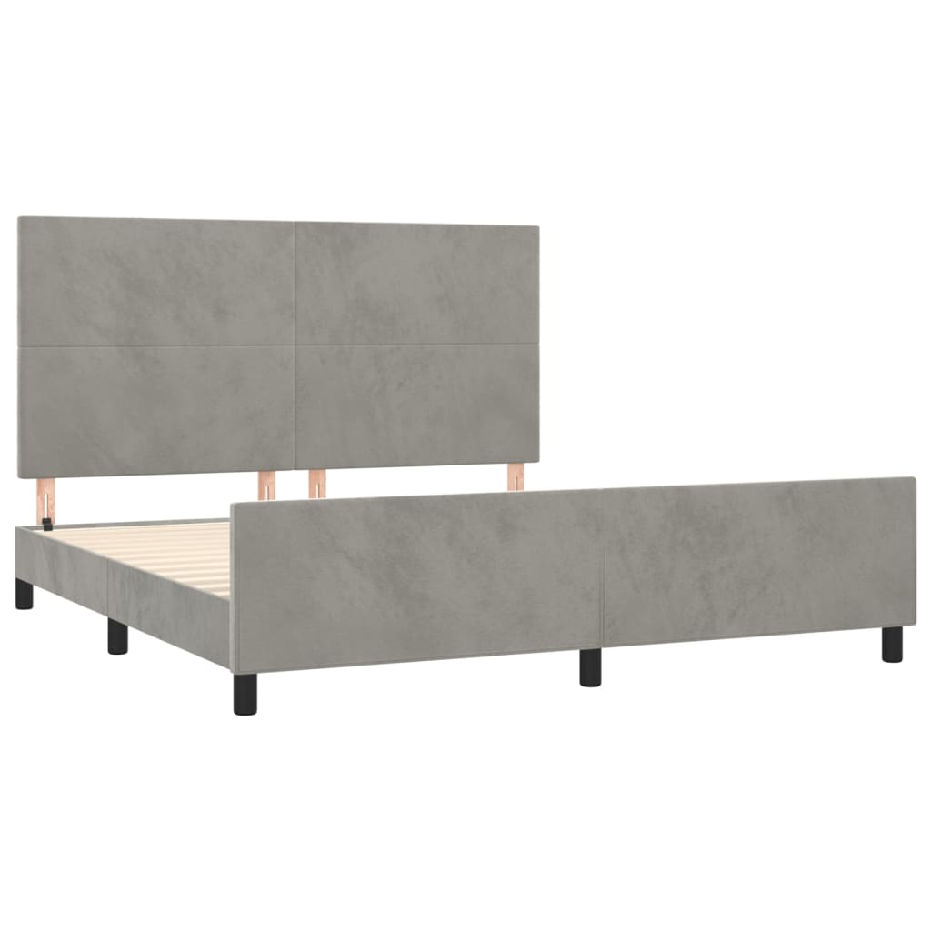 Estrutura de cama c/ cabeceira 180x200 cm veludo cinzento-claro