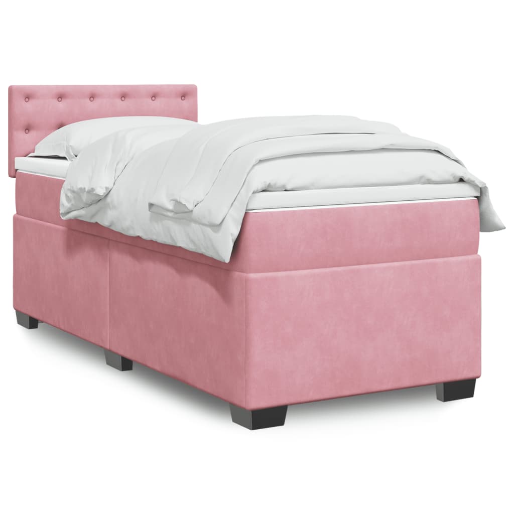 Cama com molas/colchão 90x200 cm veludo rosa
