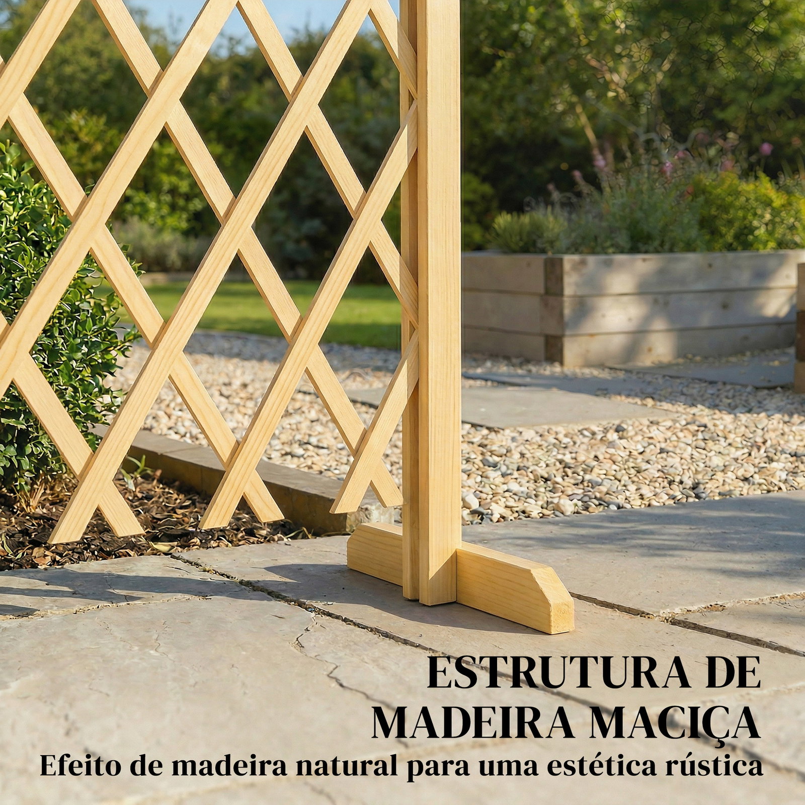 Conjunto de 2 painéis de vedações de jardim exterior extensíveis de madeira para decoração de terraço 180x30x103 cm madeira