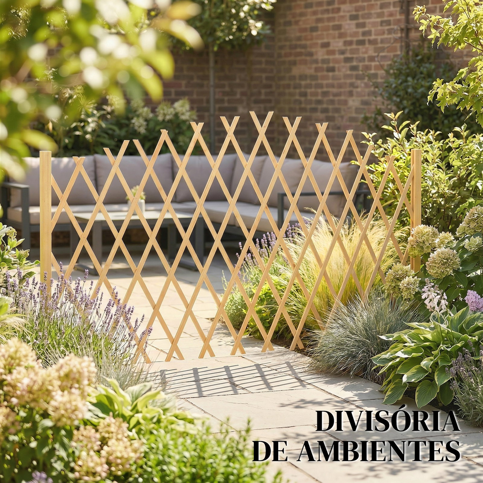Conjunto de 2 painéis de vedações de jardim exterior extensíveis de madeira para decoração de terraço 180x30x103 cm madeira