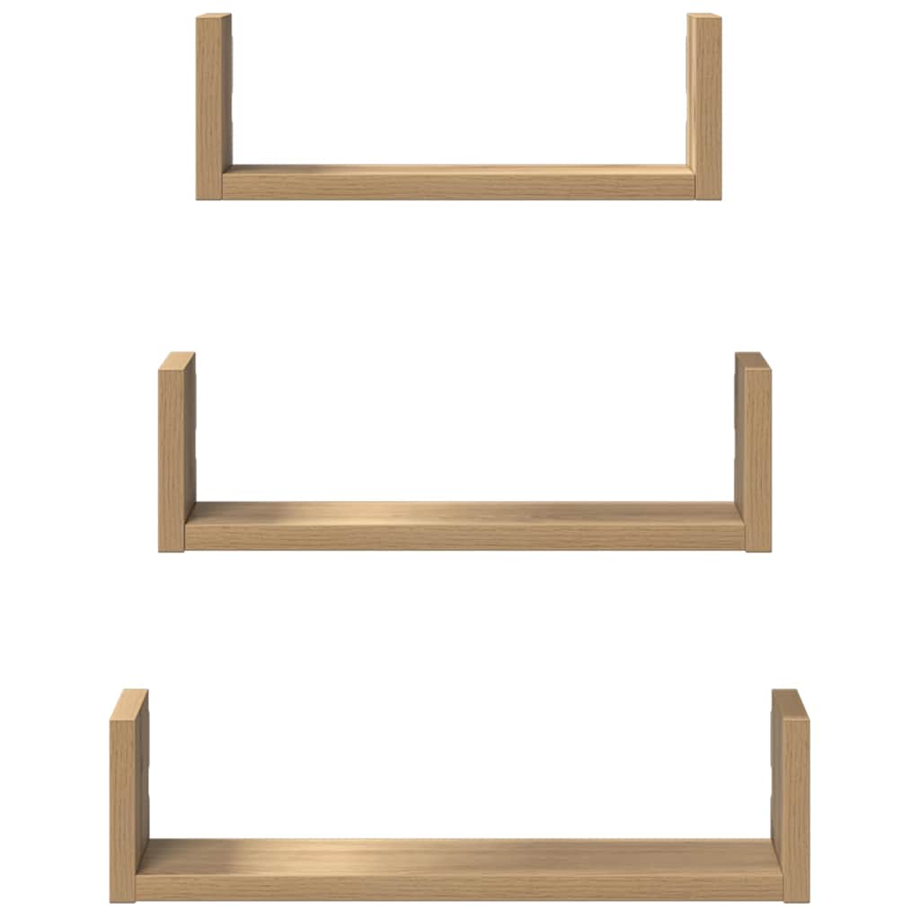 Prateleiras de parede 3pcs derivados madeira carvalho artisiano