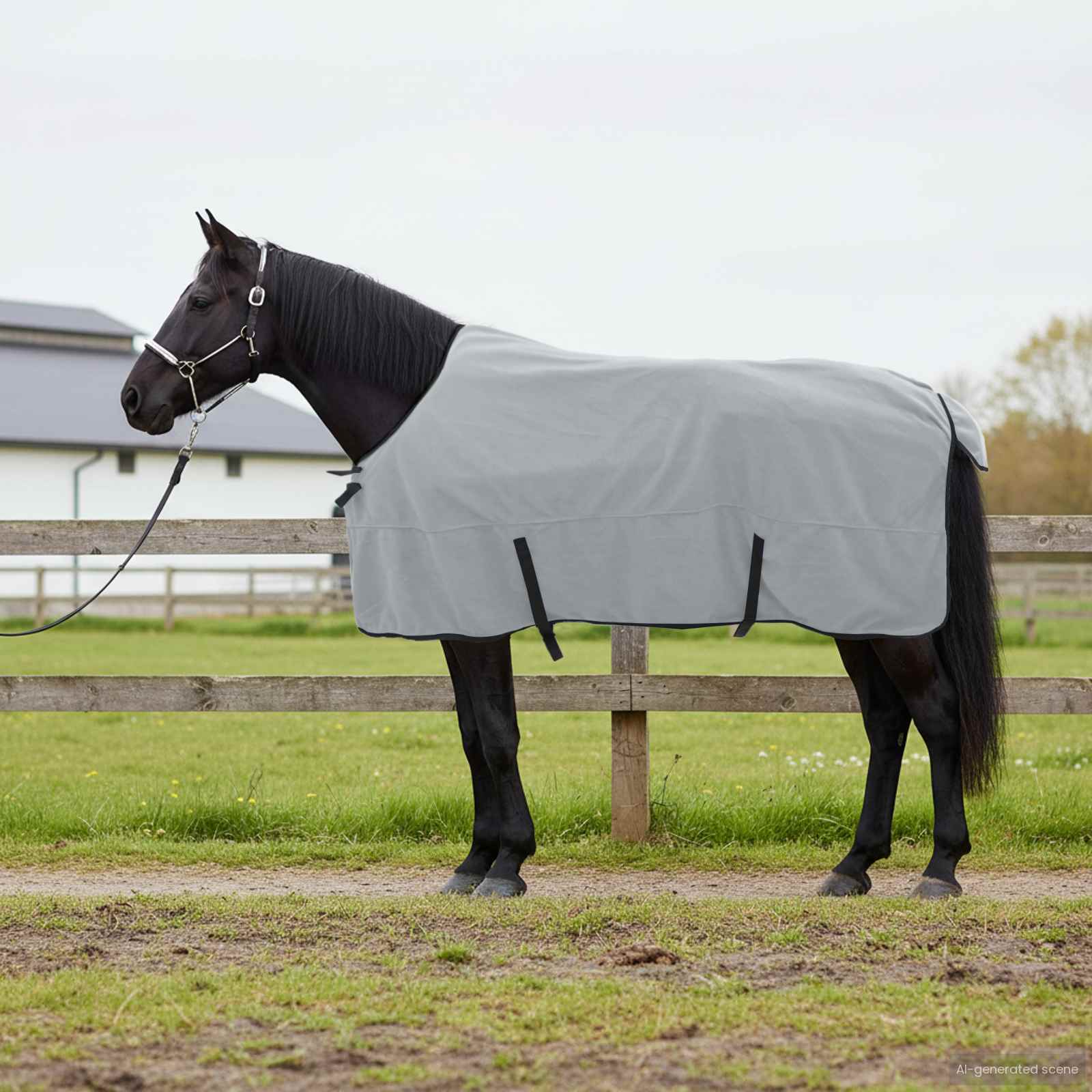 Cobertor de cavalo cinza claro total e rosa 135 cm poliéster