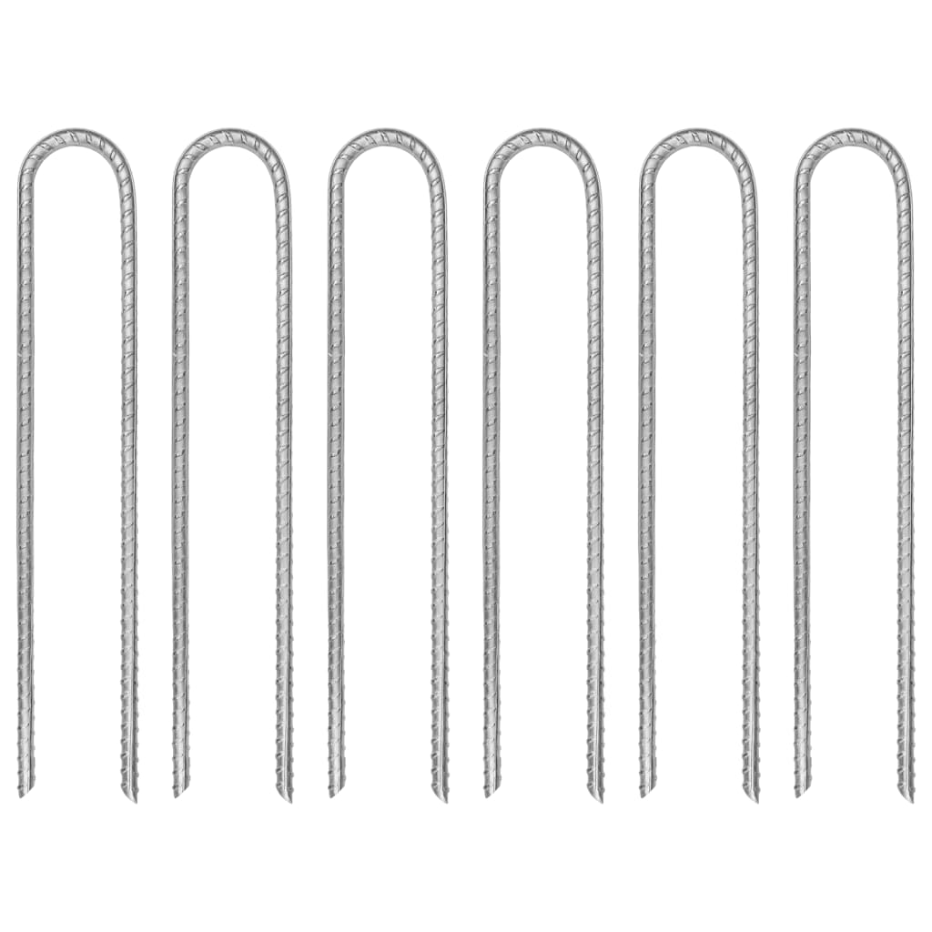 Estacas p/ tenda 6 pcs forma de u 30 cm ø7 mm aço galvanizado