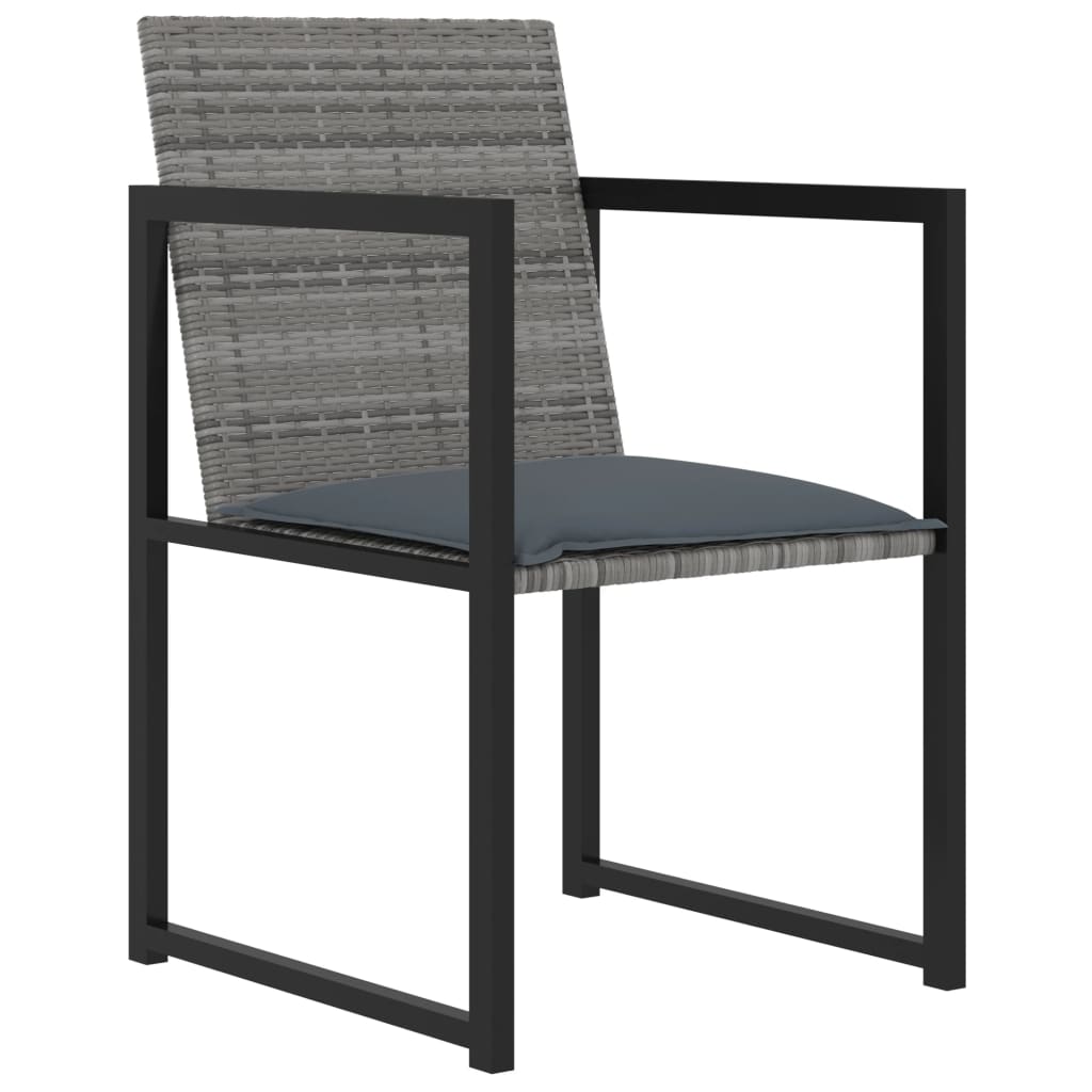 9 Pcs conjunto jantar exterior c/ almofadões vime PE cinzento