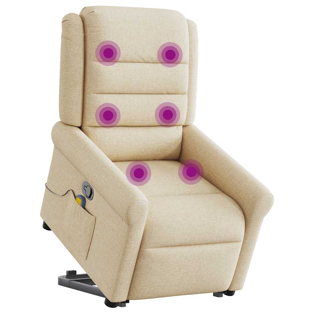 Poltrona elevatória de massagens tecido cor creme