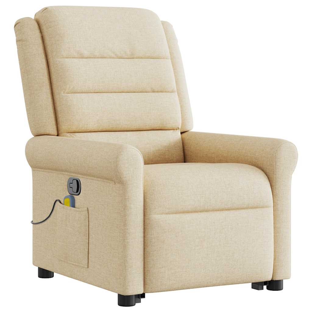 Poltrona elevatória de massagens tecido cor creme
