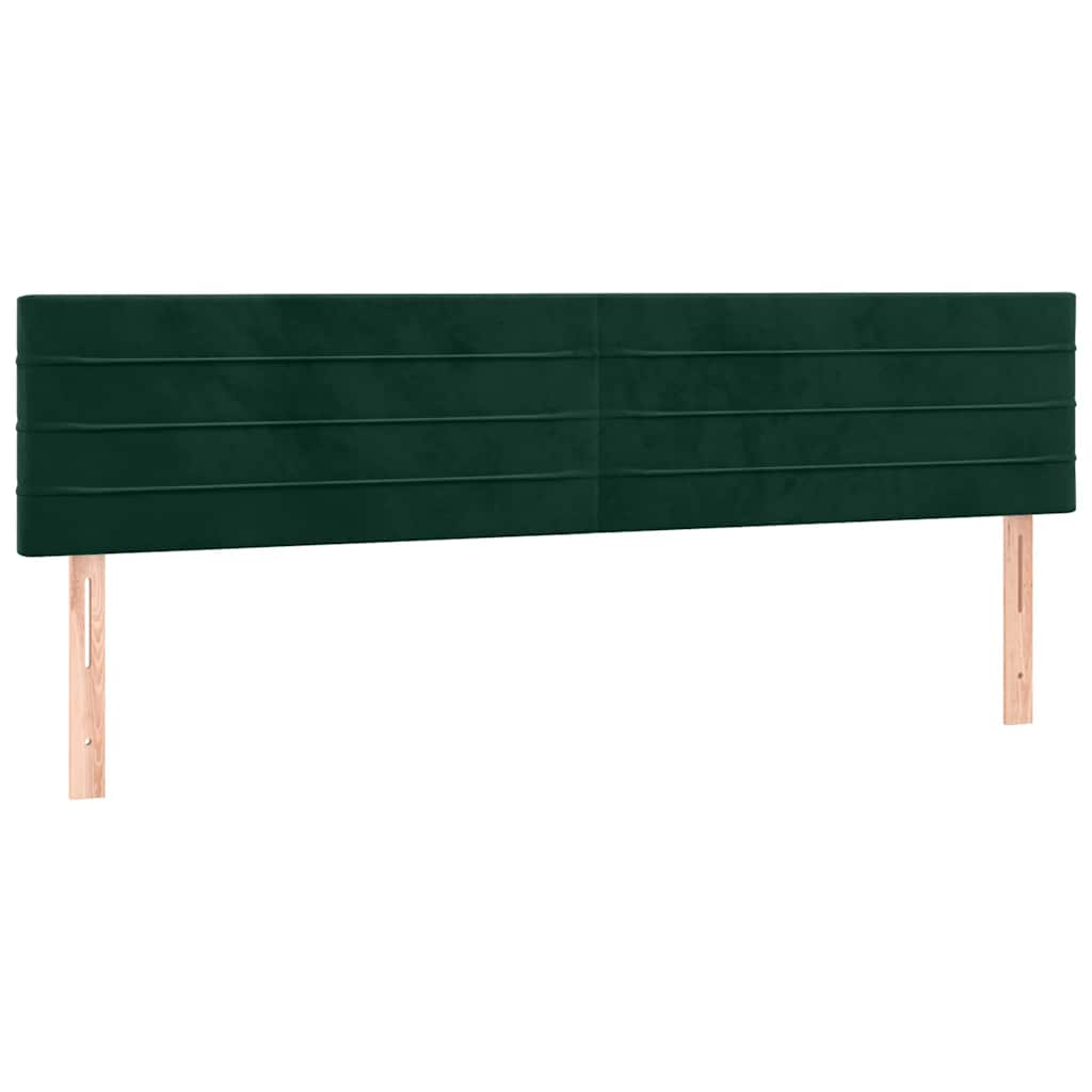 Cabeceira de cama c/luzes LED veludo 180x5x78/88cm verde-escuro