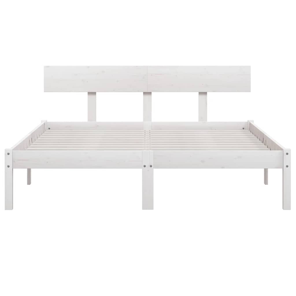 Estrutura cama pequena casal 120x190 cm pinho maciço branco